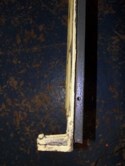 Vintage Leaded Brown Glass Steel Casement Window, 36 3/8″ x 20″