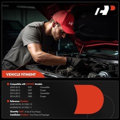 Front Driver and Passenger Hood Hinges Compatible with Infiniti Q60 2014