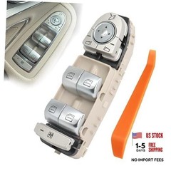 Power Window Switch Front Driver Side 3 Pins Compatible with Mercedes Cream