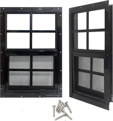 24″ X 27″ Shed Windows with Tempered Glass and Fiberglass Screen, 2 Pack Small S