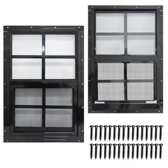 NeatiEase 2 Pack Shed Windows 12×18 Tempered Glass Brown Frame