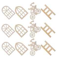 16Pcs Miniature Wood Window Frames for Dollhouse Small Beige Reusable Decor