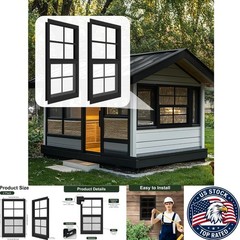 Weather-Resistant 14″ x 21″ Shed Windows with Fiberglass Screen – 2 Pack