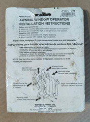 NEW Barton Kramer 232 Silver Aluminum Keller/PGT Right Hand Window Operator