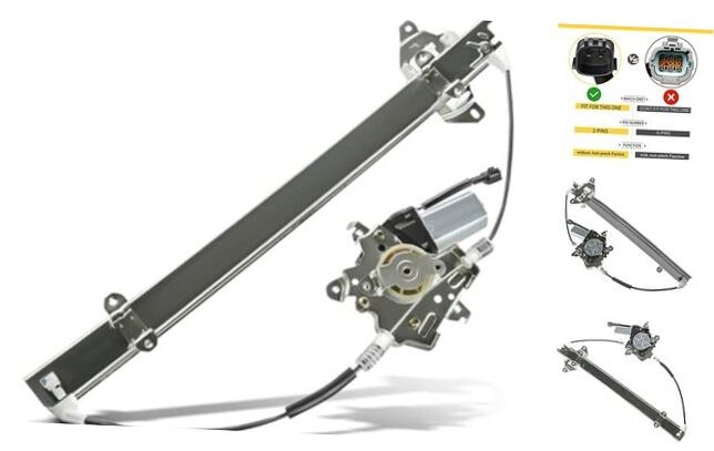 Power Window Regulator with 2-Pin Motor Assembly Compatible Front Driver Side