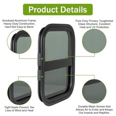 RV Window – Sliding Teardrop Style, DOT-Certified Tempered 14″x16″ Vertical
