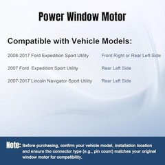 Front Right Passenger or Rear Left Driver Side Window Lift Motor (2-Pin) | fit
