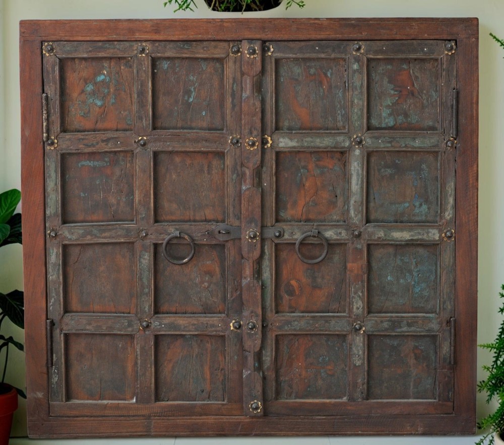 Antique Wooden Large Size Wall Décor Window Panel Frame Original Old Fine Craft