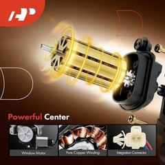 Power Window Regulator with 2-Pin Connector Motor Side Compatible Rear Driver