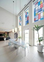 2mX67cm MONDRIAN SELF ADHESIVE WINDOW VINYL STAINED GLASS STICKY BACK PLASTIC