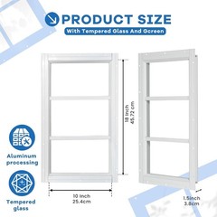 10″x18″ 2 Pack Shed Transom Windows, White Fixed Window with Tempered Glass,