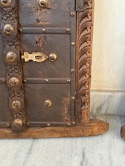 2Pc Antique Wooden Brass Fitted Wall Decor Window Panel Original Hand Carved