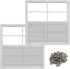 Shed Window 36×36″ 2-Pack, Tempered Glass, Fiberglass Screen