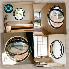 23.6″ Round Rotating Pivot Window Tempered Glass Flush Mount Metal Frame NEW