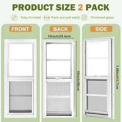 2 Pack 10″x18″ White Sliding Shed Windows for Chicken Coop, Barn, Home – Tempere