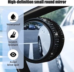 2″ Crystal Rhinestone HD Glass Blind Spot Mirror for Car, 2PCS 36 Color: White