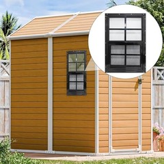 2 Pack 12×18 Shed Windows with Black Frame, Tempered Glass & Screen for Coop, Ga