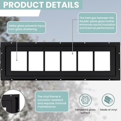 Black 10×29″ Transom Window with Insulated Double-Pane Glass – Durable Vinyl