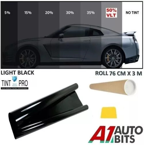Pro Anti-Scratch Car Window Tint Film Tinting Light Black Smoke 50% 76cm X 3m