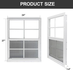 Adjustable 24×27 Shed Windows with Tempered Glass & Fiberglass Screens – 2 Pack