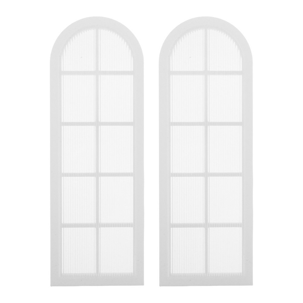 2Pcs Durable White Plastic Dollhouse Windows Miniature Frames for DIY Use