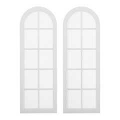 2Pcs Durable White Plastic Dollhouse Windows Miniature Frames for DIY Use