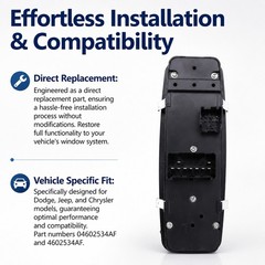 Driver Side Power Window Control Switch fits Chrysler Town & Country Dodge Jeep
