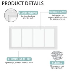 2 Pk 10”x23” White Flush Mount Shed Window with Tempered Glass Household