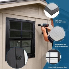 Durable 2 Pack of 18″ x 23″ Sliding Windows with Fiberglass Screen for Sheds