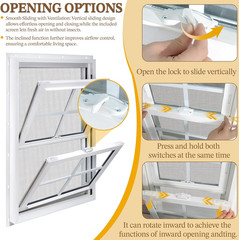 Vinyl Double Hung Window 36″ X 48″, Double-Pane Tempered Glass, Built-In Drainag