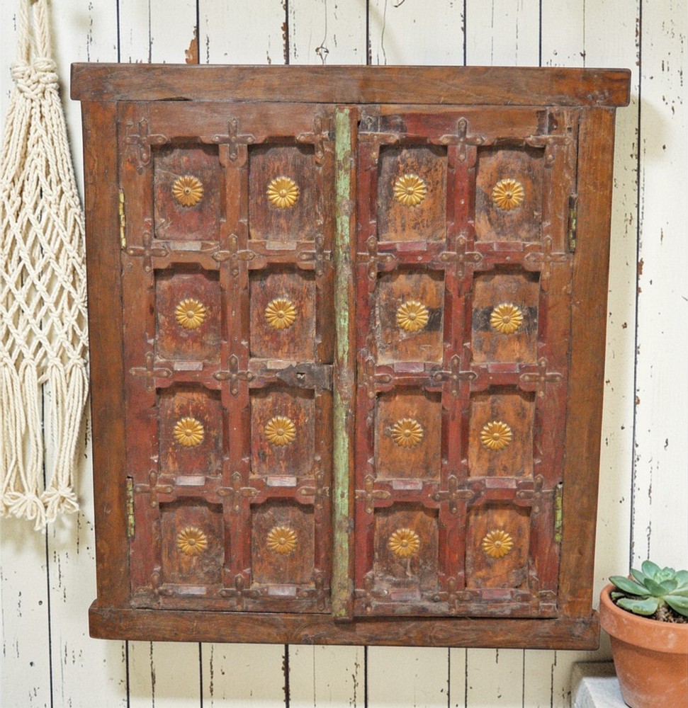 Antique Wooden Wall Décor Window Panel Frame Original Old Hand Crafted