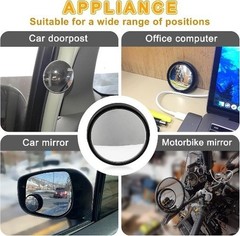 2″ Round HD Glass Convex Rear View Mirror with Frame, 360 Wide An Color: Black