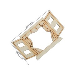 6Pcs Mini Wooden Window Frames Khaki Paintable Wood Craft Decor for Dollhouse