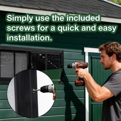 2 Pack 8″x16″ Sliding Windows with Tempered Glass & Fiberglass Screen for Shed,