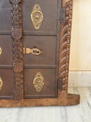 2Pc Antique Wooden Brass Fitted Wall Decor Window Panel Original Hand Carved