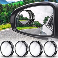 4 Pcs 2 Inch Round Convex Blind Spot Mirrors with Frame, 360-Degr Color: Black