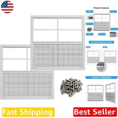 Durable Shed Windows 24″x24″ White, Tempered Glass, Rust-Free, Easy Install, 2PK