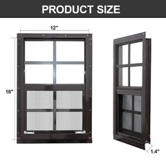 NeatiEase 2 Pack Shed Windows 12×18 Tempered Glass Brown Frame