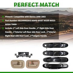 7 Piece Door Handles Kits Compatible with Sienna 1998-2003 80850 80357 80359
