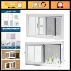 Sliding Shed Windows 2 Pack 10″x23″ Tempered Glass with Screen for Coop, Garage,