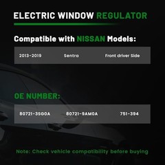 Power Window Compatible with Nissan Sentra 2013-2019 6 Pins Front Driver Side