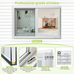 35.5×23.5 Basement Shed Slider Vinyl Windows Dual Pane Insulated Glass White