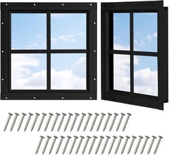 10″x18″ 2 Pack Shed Transom Windows, White Fixed Window with Tempered Glass,