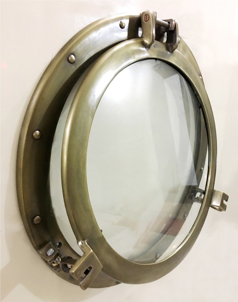 Nautical Ship 20″ Porthole Glass Window Decor Antique Brown Finish Home Decor