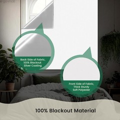 100% Blackout Curtain Window Door Shades Cover for Bedroom Nursery Room No Drill