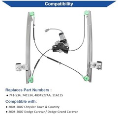 741-534 Power Window Regulator with Motor Compatible Front Left Driver Side