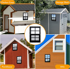 2 Pack Shed Windows, 18” X 27” Household Windows with Tempered Glass and Fiber