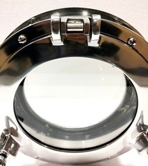 12″ Canal Boat Porthole Window Glass Porthole Home Decorative Shiny Silver