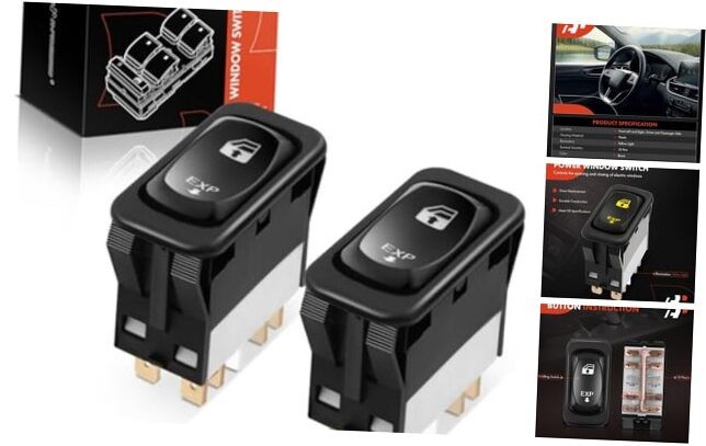 Set of 2 Power Window Switch Compatible with Freightliner Columbia 2001-2011