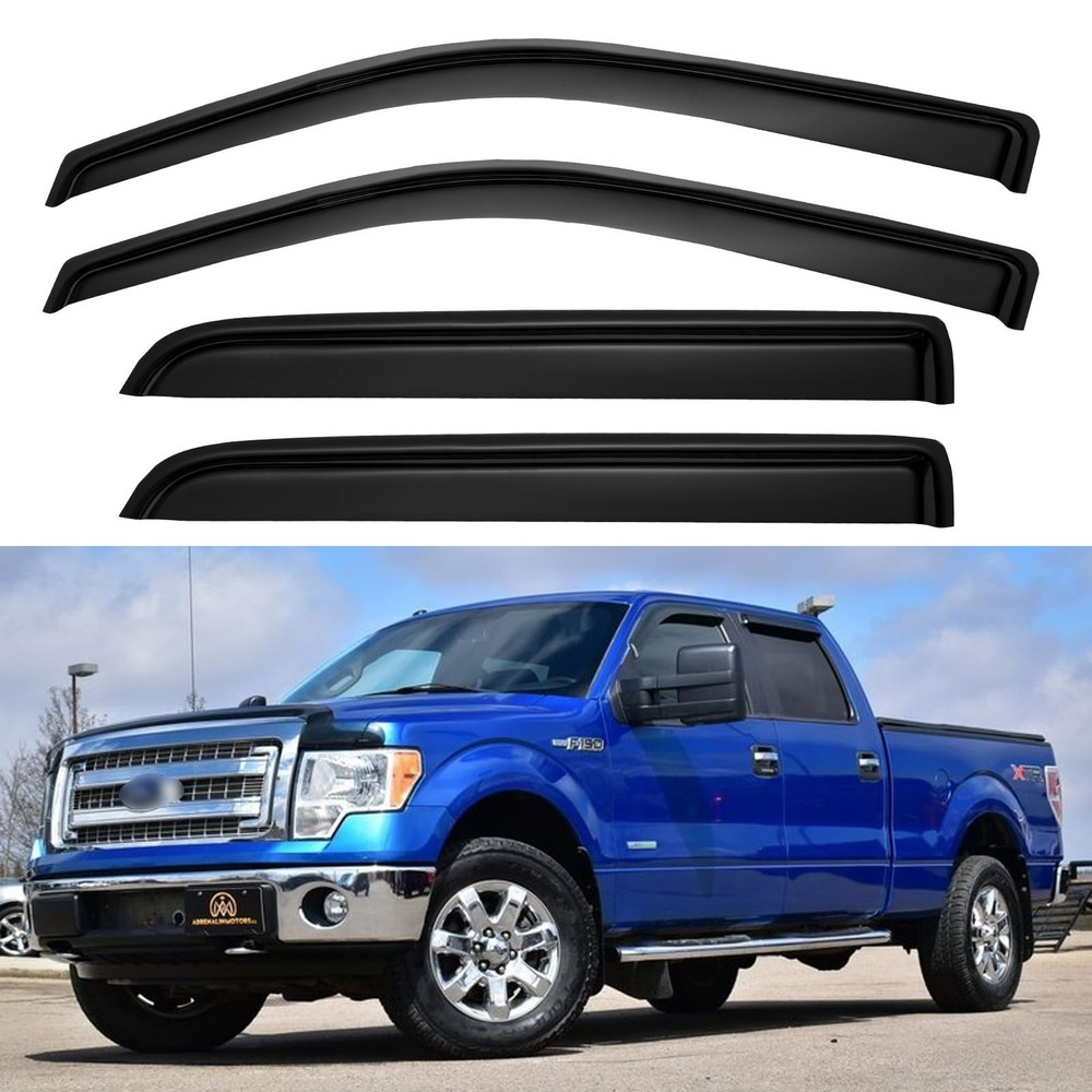 Window Rain Guards for 2009-2014 Ford F150 SuperCrew Cab, Window Vent Wind De…